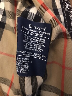 Burberry London Camel Brown Leather Bomber Jacket Nova Check Suede