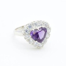 3.10 Karat Amethyst & Weiß Topas Braut Halo Ring 925 Sterlingsilber
