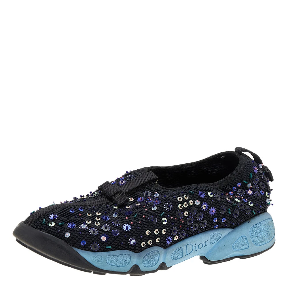 Baskets à enfiler en maille noire fusion embellies Dior taille 36,5