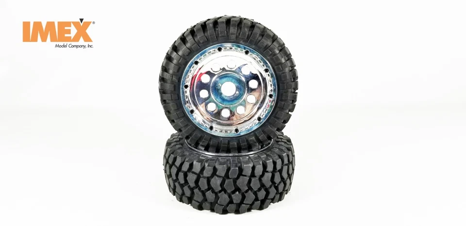 IMEX K-Rock Tires w/ Pluto Beadlock Rims (Chrome/Chrome) 1 Pair of Front Tires - Image 2 of 4