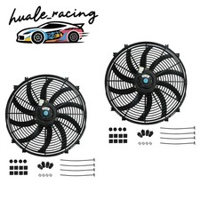 2pcs 16 Universal Slim Fan Push Pull Electric Radiator Cooling 12v Mount Kit 2pcs 16 Universal Slim Fan Push Pull Electric Radiator Cooling 12v Mount Kit