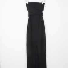 Lulus Womens Evening Maxi Dress XS Black Strapless Crisscross Front Slit