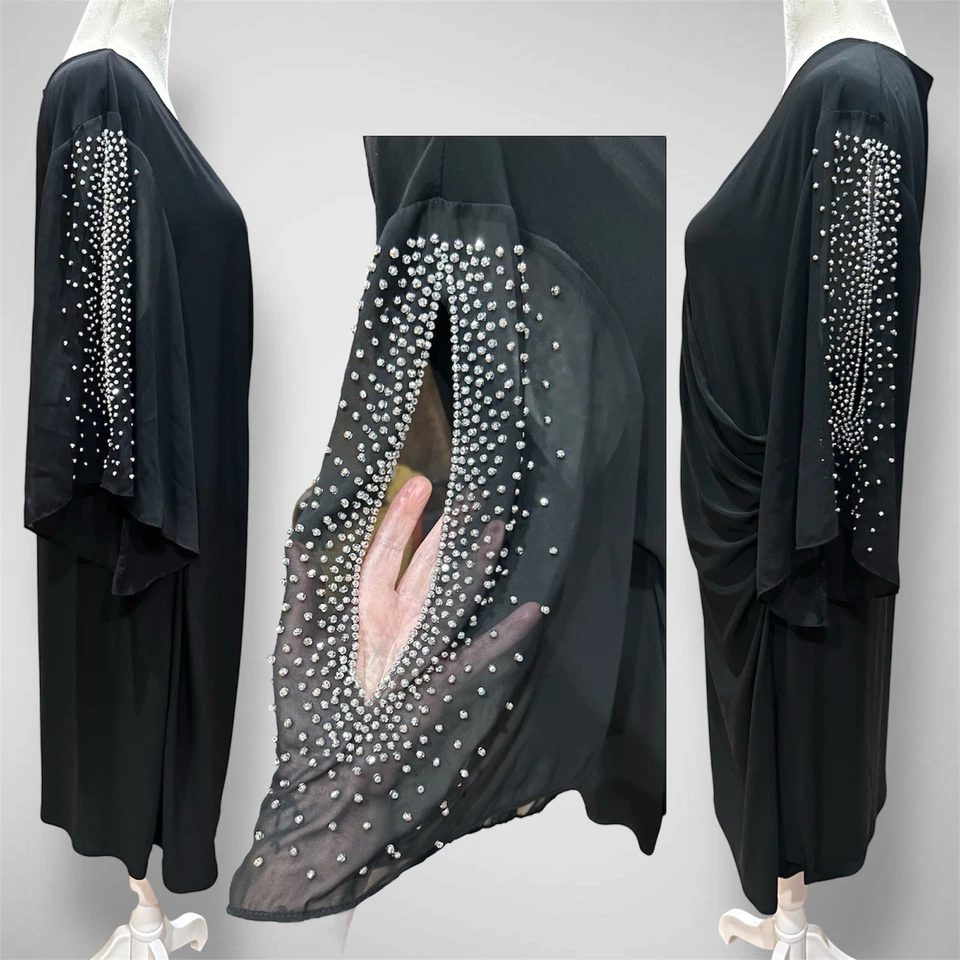 Vestido MSK para mujer XL cóctel imitación envoltura-corpiño acanalado-lado usado en excelente estado viajeros coleccionar Foto 3 de 4