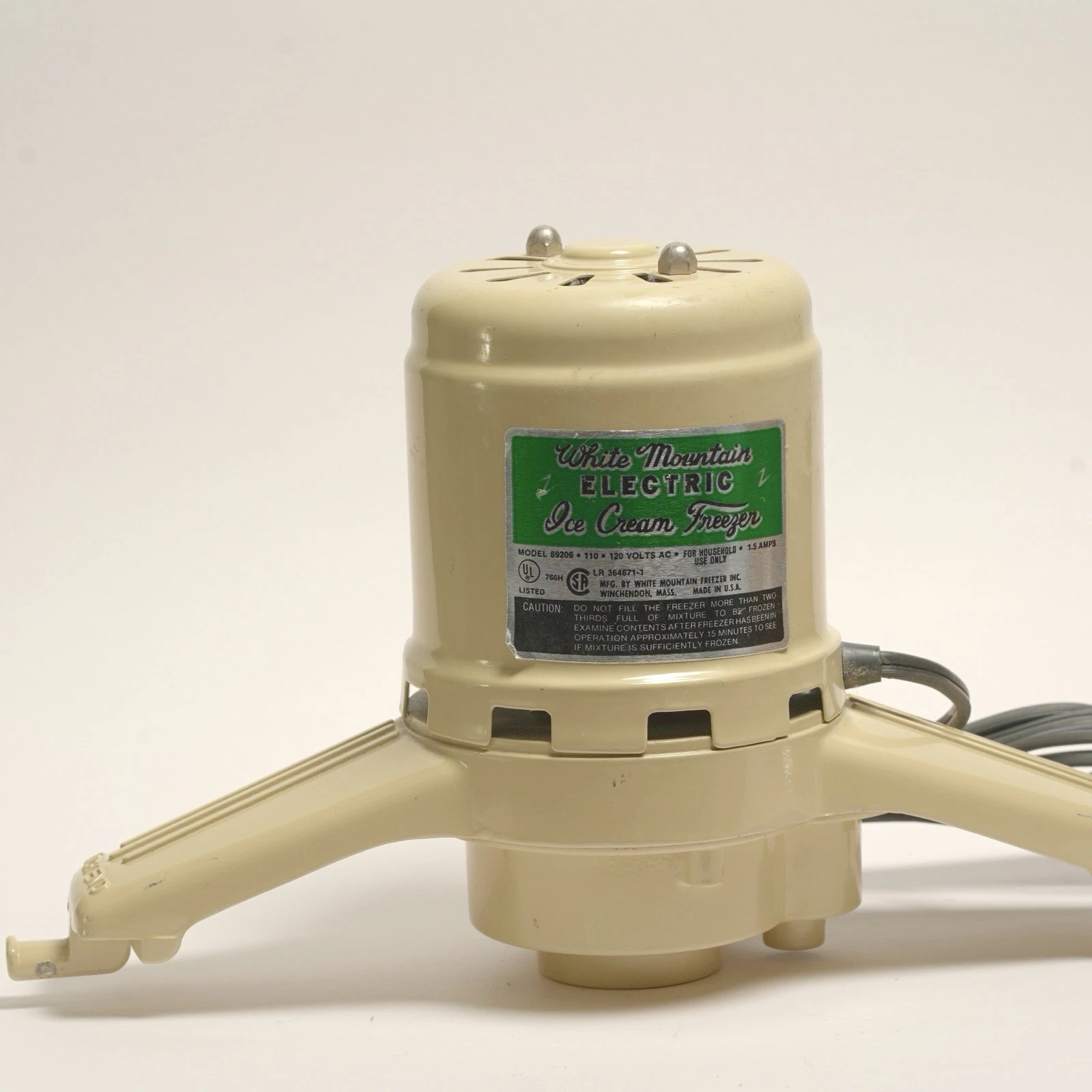 White Mountain 4 QT Ice Cream Freezer Electric Motor ONLY - Model 69204