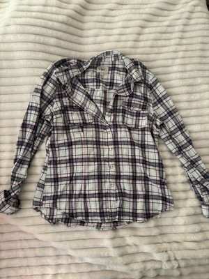 YMI Shirt Womens XL Pink Black Plaid Button Front Flannel Long Sleeve Pockets