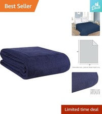 Twin Size 60"x90" Navy Cotton Blanket - Soft, Cozy, and All-Season Essential