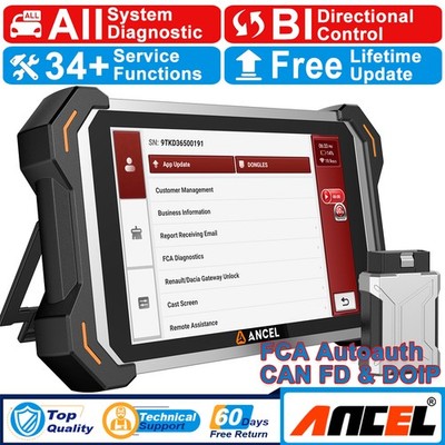 ANCEL DS600BT Car OBD2 Scanner Bidirectional Diagnostic Scan Tool ECU Key Coding