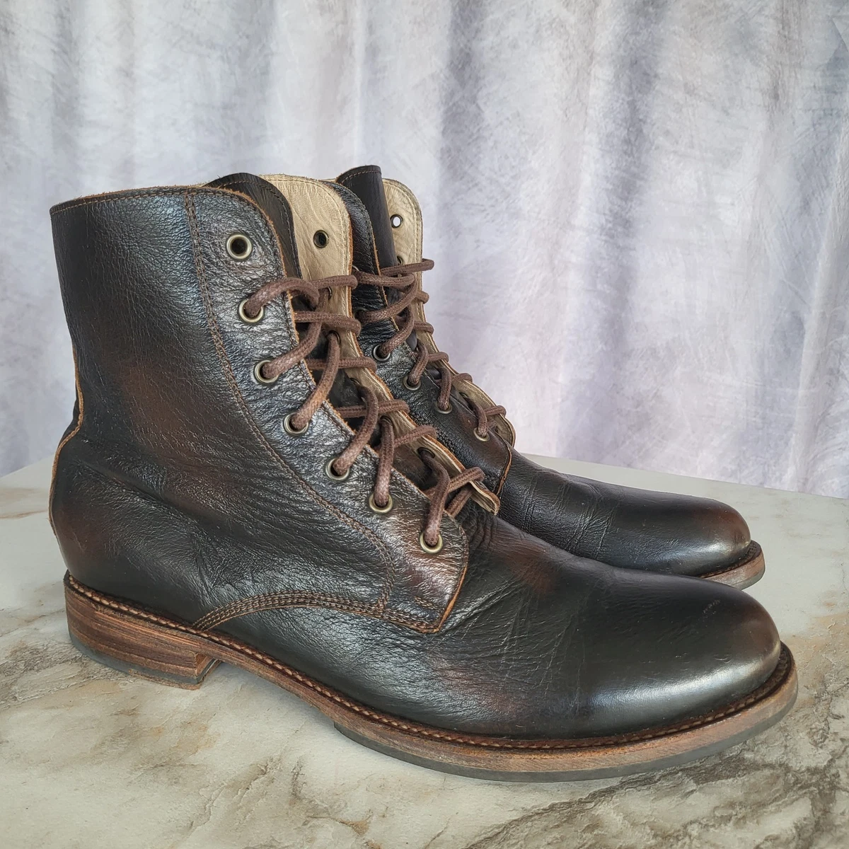 BED STU Dark‎ Brown Leather Hiking Sz 13 Mens Ankle Lace Up Boots VTG RARE Men main image 3