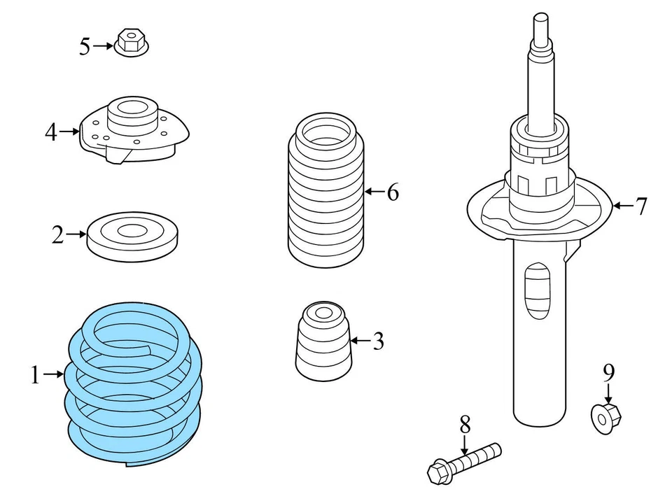 DELANTERO - MUELLE HELICOIDAL - AUDI A3 S3 VW EOS GOLF R GTI JETTA R32 - 1K0411105DE Foto 2 de 4