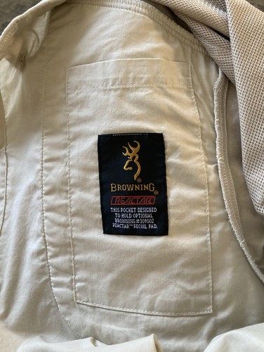 Browning Shooting Shirt Mens Medium Beige Short Sleeve Padded Shoulder Hunting - Picture 14 of 15