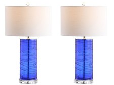 JONATHAN Y JYL4017D-SET2 Set of 2 Table Lamps Cole 27.5" Modern Fused Glass C...