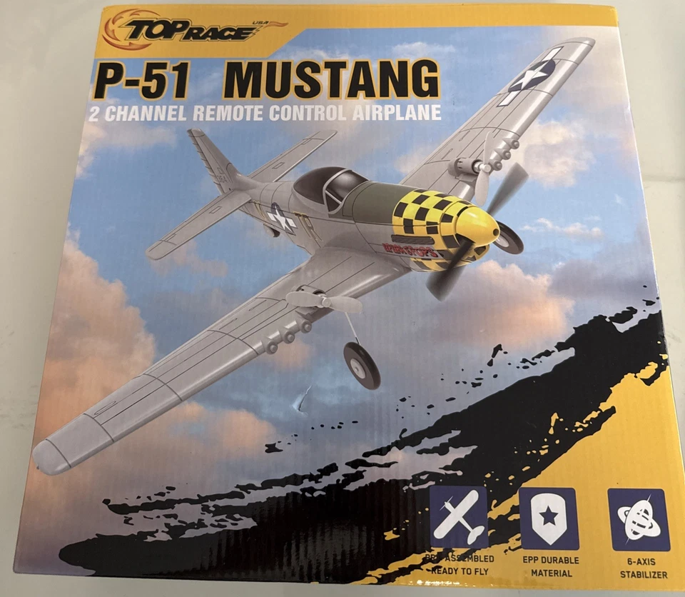 Top Race P-51 Mustang 2 Channel 2.4GHz Remote Control RC Airplane TR-M52 Gray - Image 2 of 4