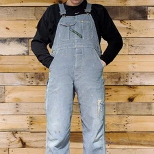 🔥👀60's Vtg Key Imperial Overall Bib Unisex 34x28 Farm Hipster Grunge Patched