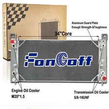 3 Row 34" Core Aluminum Radiator For 1999-2014 Chevy Silverado 1500 2500 HD V8