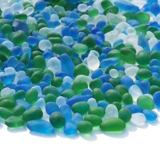 Sea Glass Stones - 2.9LB/46.4oz Green Mixed Frosted Glass Pebbles Gemstones -...