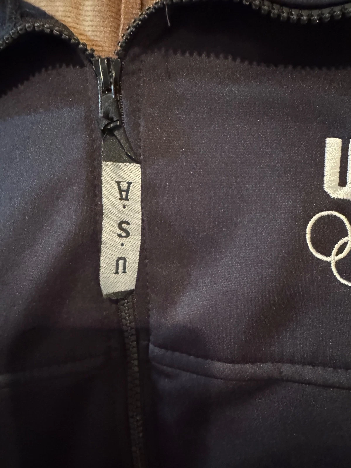Olympics USA Track Jacket: large black full zip sports outdoor windbreaker