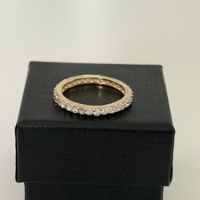 925 Sterling Silver Gold Vermeil Clear CZ Sparkly Eternity Band Ring Size 8