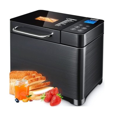 17-in-1 Bread Maker-Dual Heaters, 710W Machine Stainless Steel with Gluten-Free
