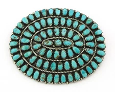 Navajo Handmade Pin Sterling Silver Turquoise Vintage Artist Signed LMB