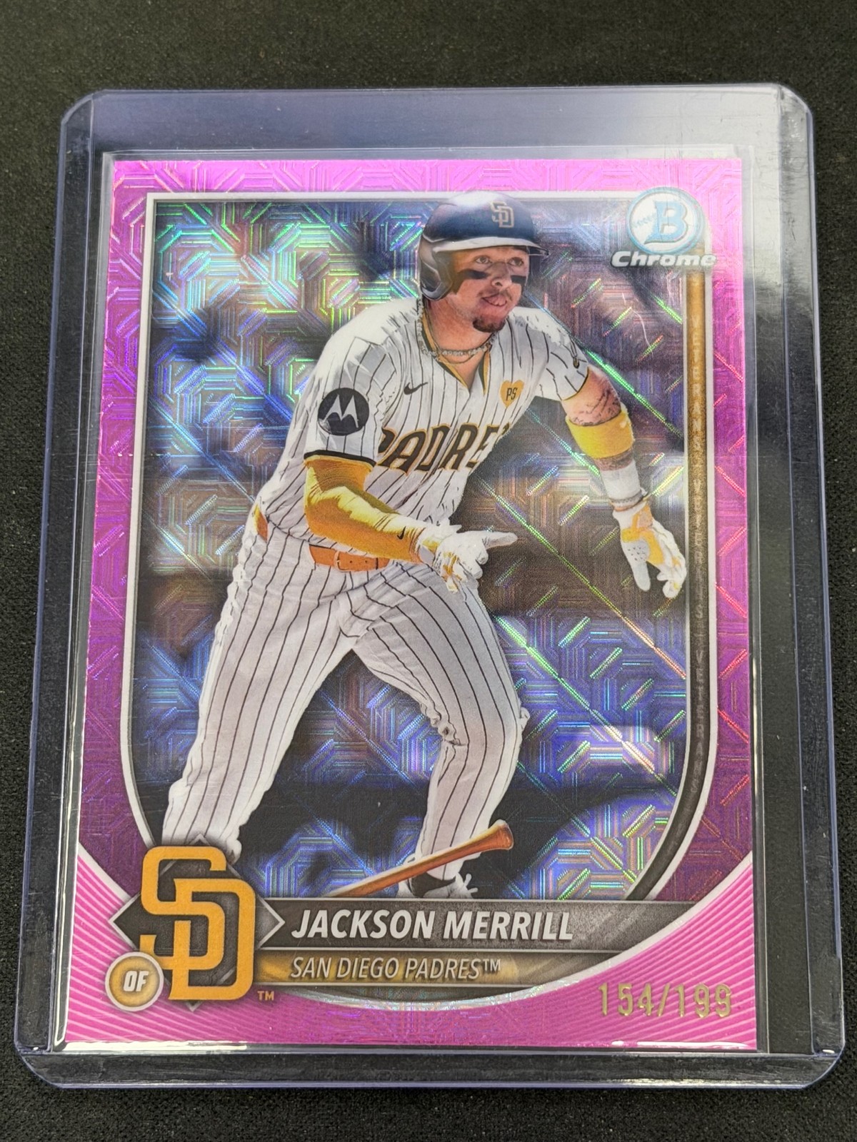 2025 Bowman #64 Jackson Merrill Chrome Mojo Pink Refractor #/199