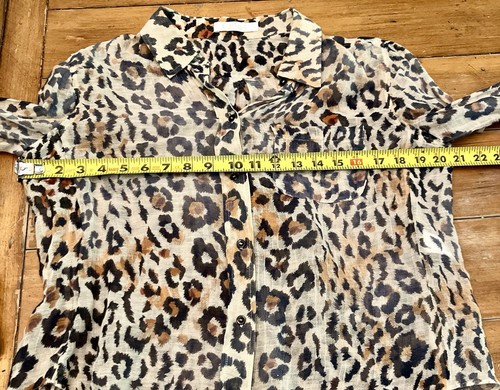 Chloe LS Button Down Blouse Shirt Top Tawny 38 /Small Leopard Animal Print - Picture 12 of 16