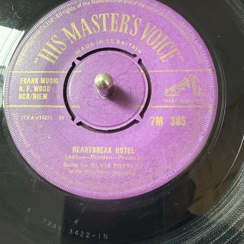 Elvis Presley HeartBreak Hotel 7M385 HMV Purple And Gold First Pressing 1956 1N