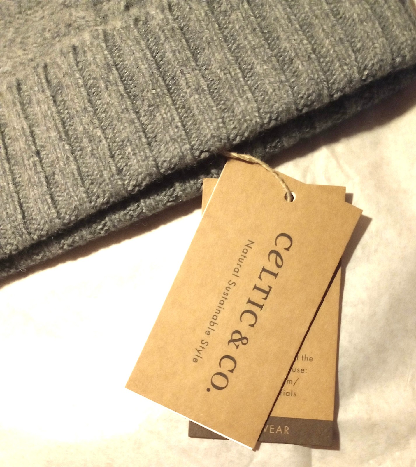 Celtic & Co Lambswool Beanie Hat Derby Grey Cable Pattern 100% Wool Knitted Aran image 7
