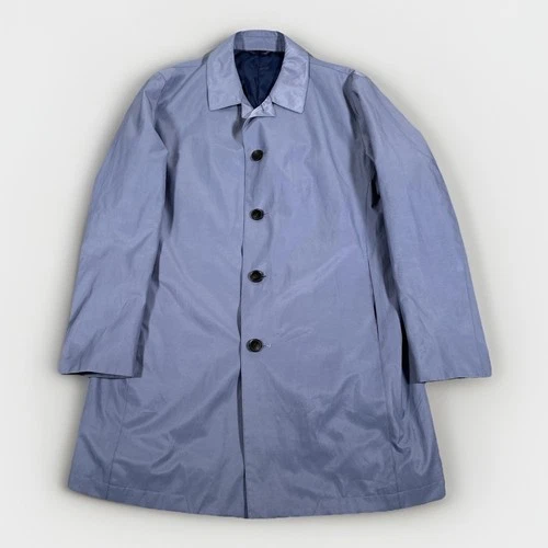 TM Lewin Coat Mens 42R Blue Barking Modern Cut Waxed Overcoat Lined Car Coat - product listing photo