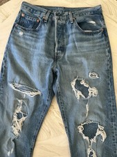 Levi  s Premium Big E 501 Skinny Medium Wash 30 X 32 Distressed Blue Jeans