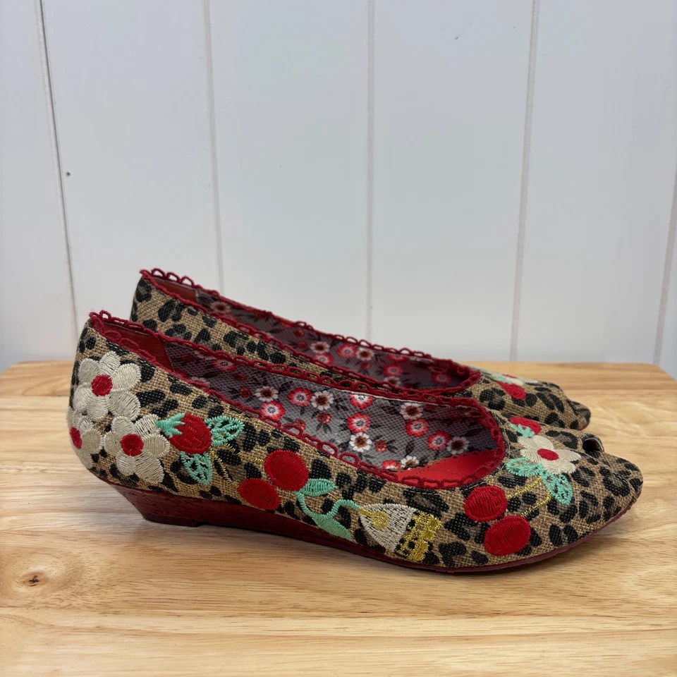 Poetic License Amys Flowers Womens Twee Mod Animal Print Floral Shoes Size 8.5 - Image 3 of 4