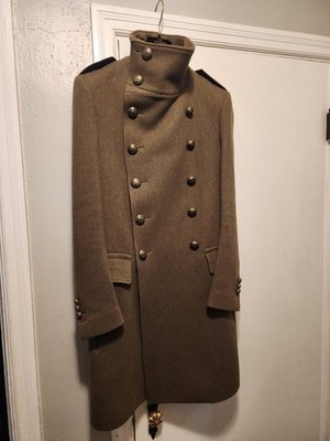 Balmain x H&M Men's Double-Breasted Wool Military Olive Coat