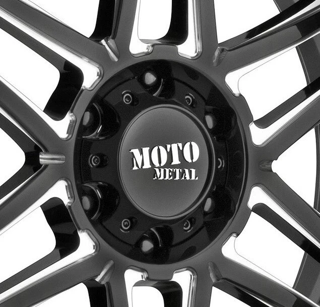 22 RUEDAS FRESADAS NEGRAS BRILLANTES LLANTAS SIERRA SILVERADO RAM 1500 MOTO METAL FOLSOM Foto 3 de 4