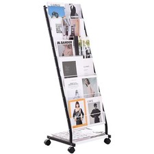 Commercial Brochure Display Rack 6-Tier - Rolling w/4 Wheels 2 Lockable