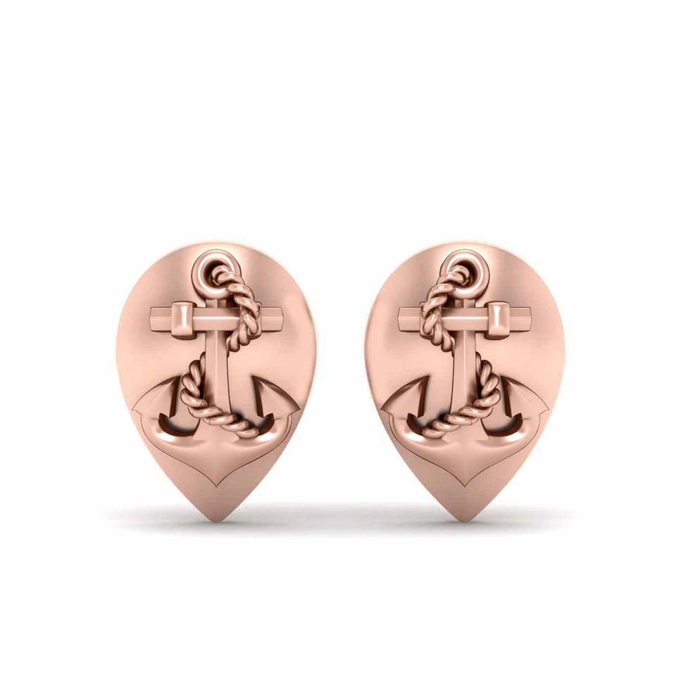 Nautische Schiff Anker Manschettenknöpfe Birne Form Zubehör Herren Weiß Gold - Bild 2 von 4