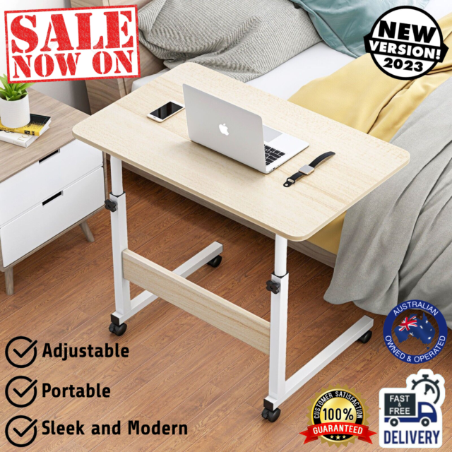 Overbed Height Adjustable Hospital Laptop Side Table Over Bed Desk With Wheels