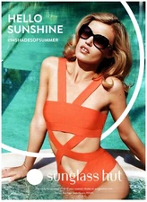 2014 Sunglass Hut Print Ad Hello Sunshine Georgia May Jagger Sexy Swimsuit Pinup