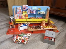 Vintage DDR Kaufladen mit sehr viel Zubehör, Kaufmannsladen 60 er Jahre aus Holz
