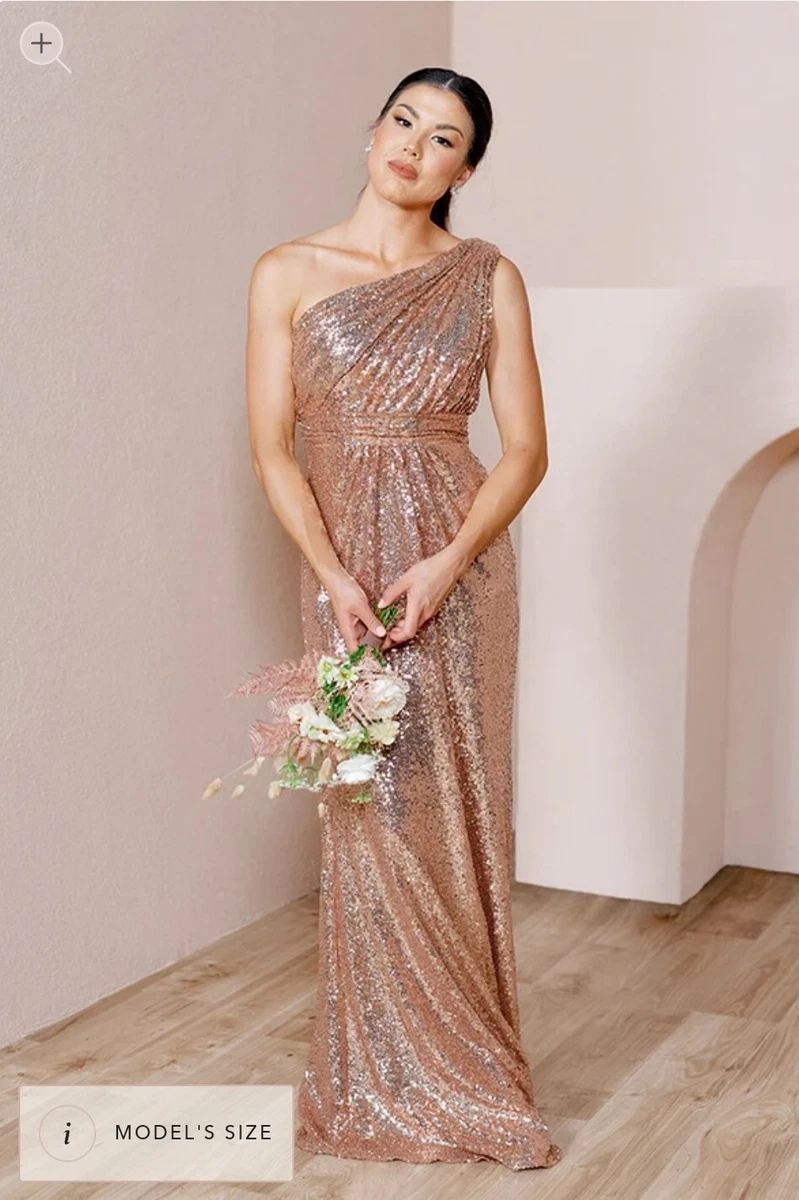 Gold Bridesmaid Dress at Revelry | Dakota Sequin Dress | Made to Order Gold