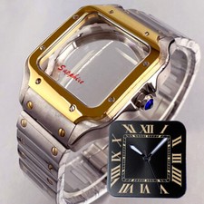 42mm Silver Gold Square Watch Case 27mm Dial White Blue Black fit NH35 NH36 NH38