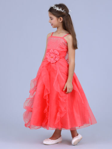 Mädchen Kleider Festlich Prinzessin Kleid Lange Blumenmädchenkleid mit Strass - Picture 29 of 74