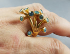 Vtg Modernist Abstract Sterling Silver 925 Gold Plated Ring w/Blue Topaz (S3) — photo 8