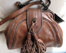 Mimco - Brown All Leather Top Handle/cross Body, Convertible, 9.5"x6.5"x6". New