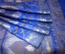 BVH WEARABLE PURE SILK Vintage Sari Saree 5yds 21MAY84 X01 E740 Blue ABCKB