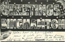 Binghampton New York Large Letters Multi View Postcard undivided 5416