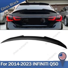 FOR 2014-2023 INFINITI Q50 PSM STYLE BLACK HIGH KICK DUCKBILL TRUNK SPOILER