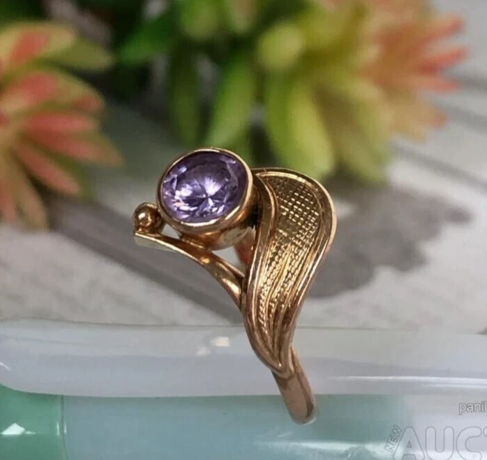 Vintage amethyst gold clearance ring