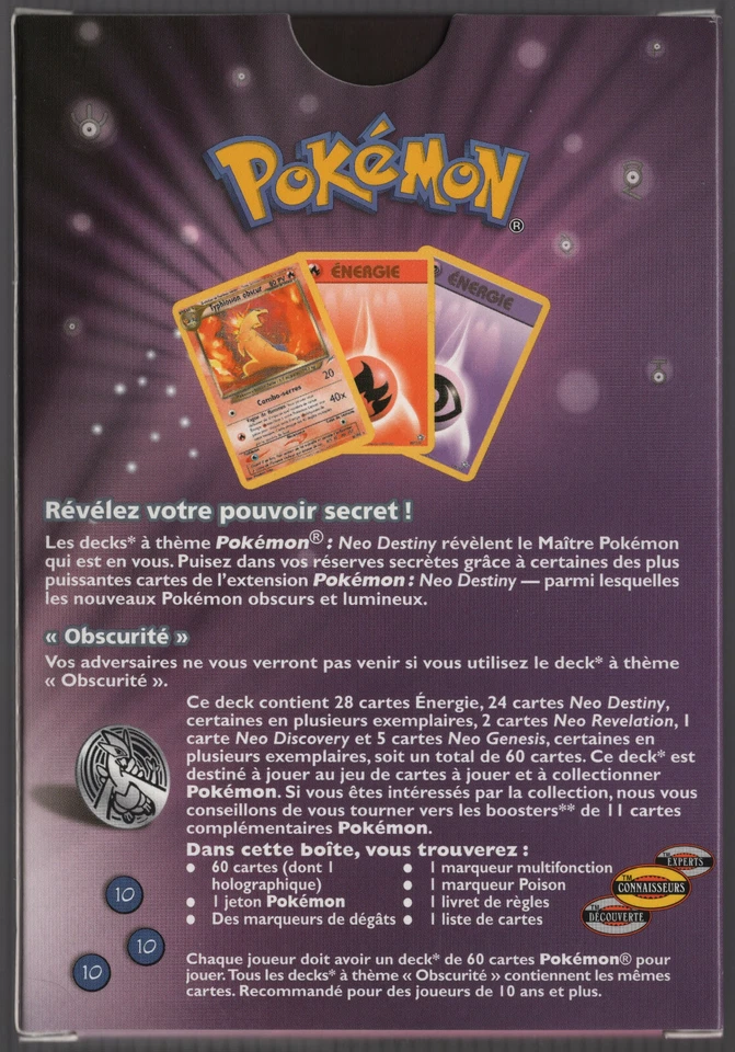 OBSCURITE & LUMIERE Pokemon FRENCH Neo Destiny Decks NO CELLO WRAPPER ON BOXES - Image 3 of 4