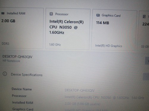 HP 14-ac114na Intel Celeron N3050 1.60 Ghz Laptop, 240Gb HDD, 2Gb RAM, Win 10 - Picture 14 of 15