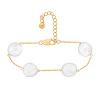 Cai Armband 925 Silber Vergoldet Damen Mit Flachen SüßWasserzuchtperlen Neu Cai