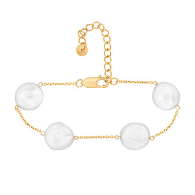cai Armband 925 Silber vergoldet Damen mit flachen Süßwasserzuchtperlen NEU cai
